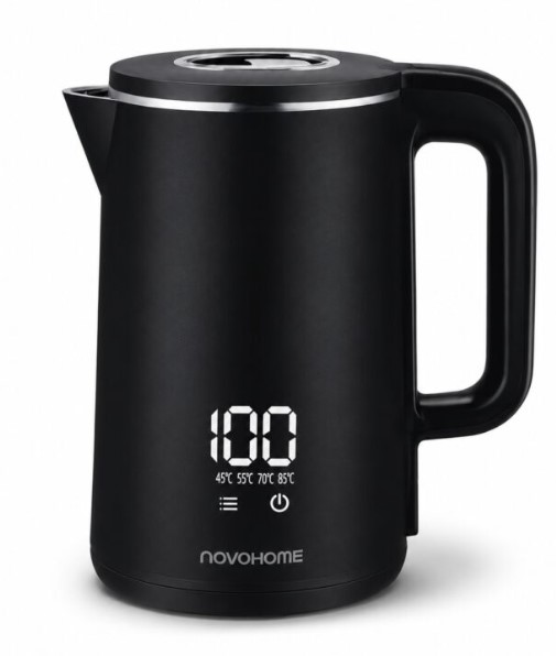 Novohome Nh-Ekv100 Pava Electrica Digital Touch Negra 1500W 2Lt Indicador De Temperatura