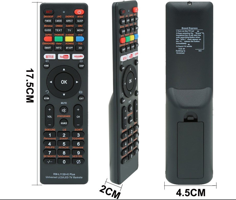 Control Remoto Universal Rm L1130 X Rm L113 12 8 Smart Home Controler Tv Box Lcd Led Smart - Funcion Netflix Youtube Amazon - Utiliza 2 Pilas Aaa No Incluidas