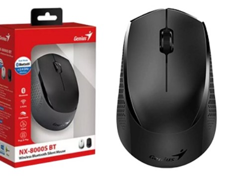 Mouse Genius Nx-8000S Bt 2 En 1 Inalabrico 2.4Ghz + Bluetooth 5.3 Negro Silent