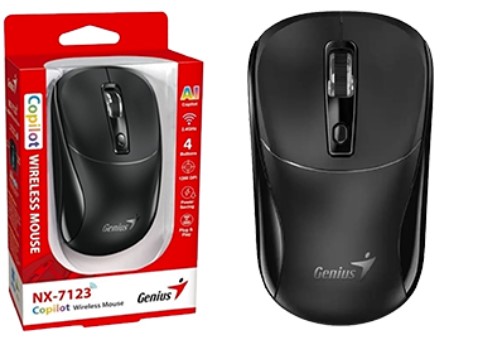 Mouse Genius Nx-7123 Usb 4 Botones 1200Dpi Usa 1Xaa Incluida Inalambrico Negro