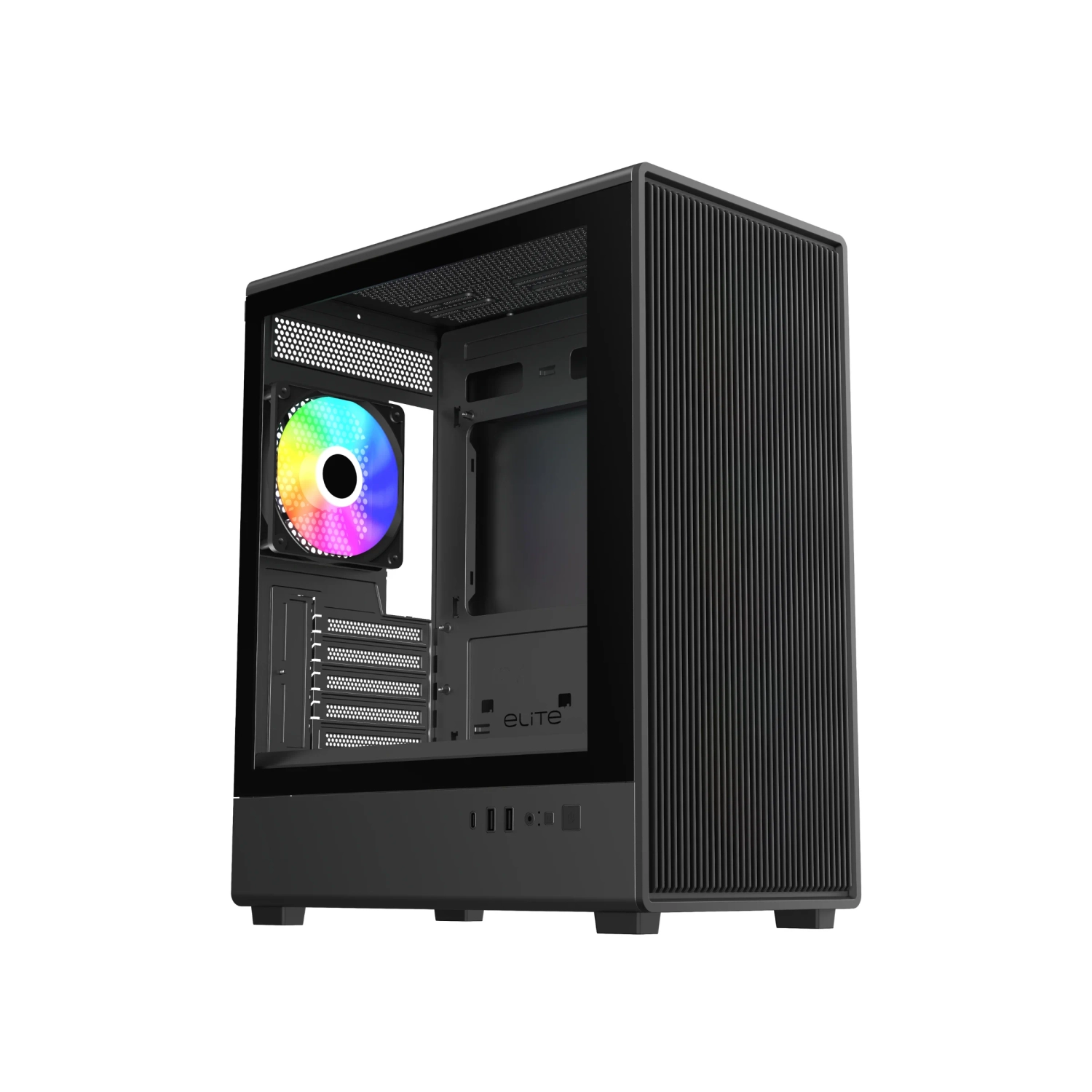 Gabinete Cooler Master Elite 350 Mini Tower 4 Fans Argb Tempered Glass Black S/Fuente