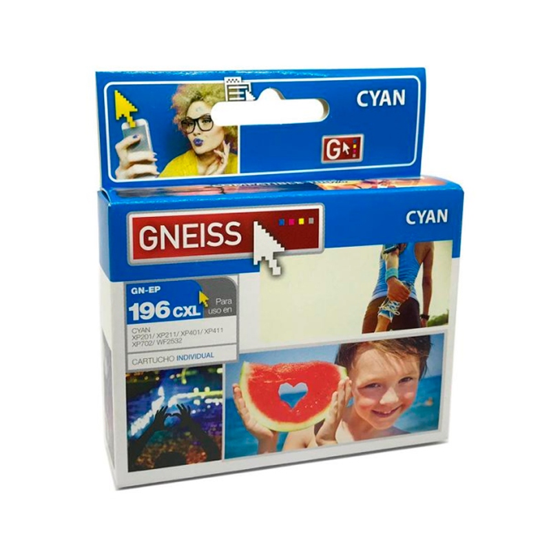 Cartucho Gneiss Epson T195/T196 Cian