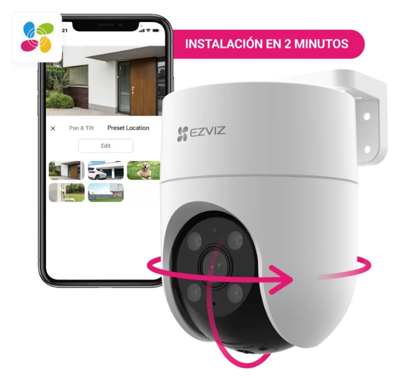 Ezviz Cs-H8C Pro-R200-1K3Wkfl 2K - Cámara Ip Ptz Wifi 3Mpx Mic Audio Color Vu Giratoria Exterior 2K (Consulte Instalacion A Domicilio)