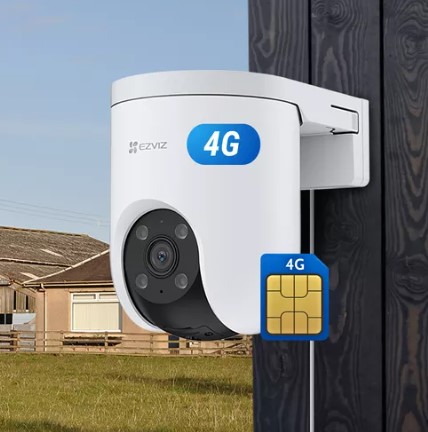 Ezviz H8C 3Mpx 4G R200-1K3Kfl4Ga Poe + Nano Sim 4G Ptz Movimiento Color Vu 2K + Rj45 + Soporte