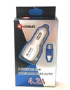 Kosmo Cargador Celular 12V Micro Usb + Dual Usb 12V 4.2A