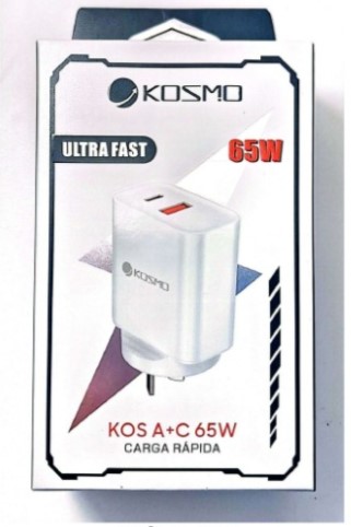 Kosmo Cargador Celular Turbo Pd 65W Ulta Fast A+C 2 Salidas Usb Y Tipo C - Carga Rapida