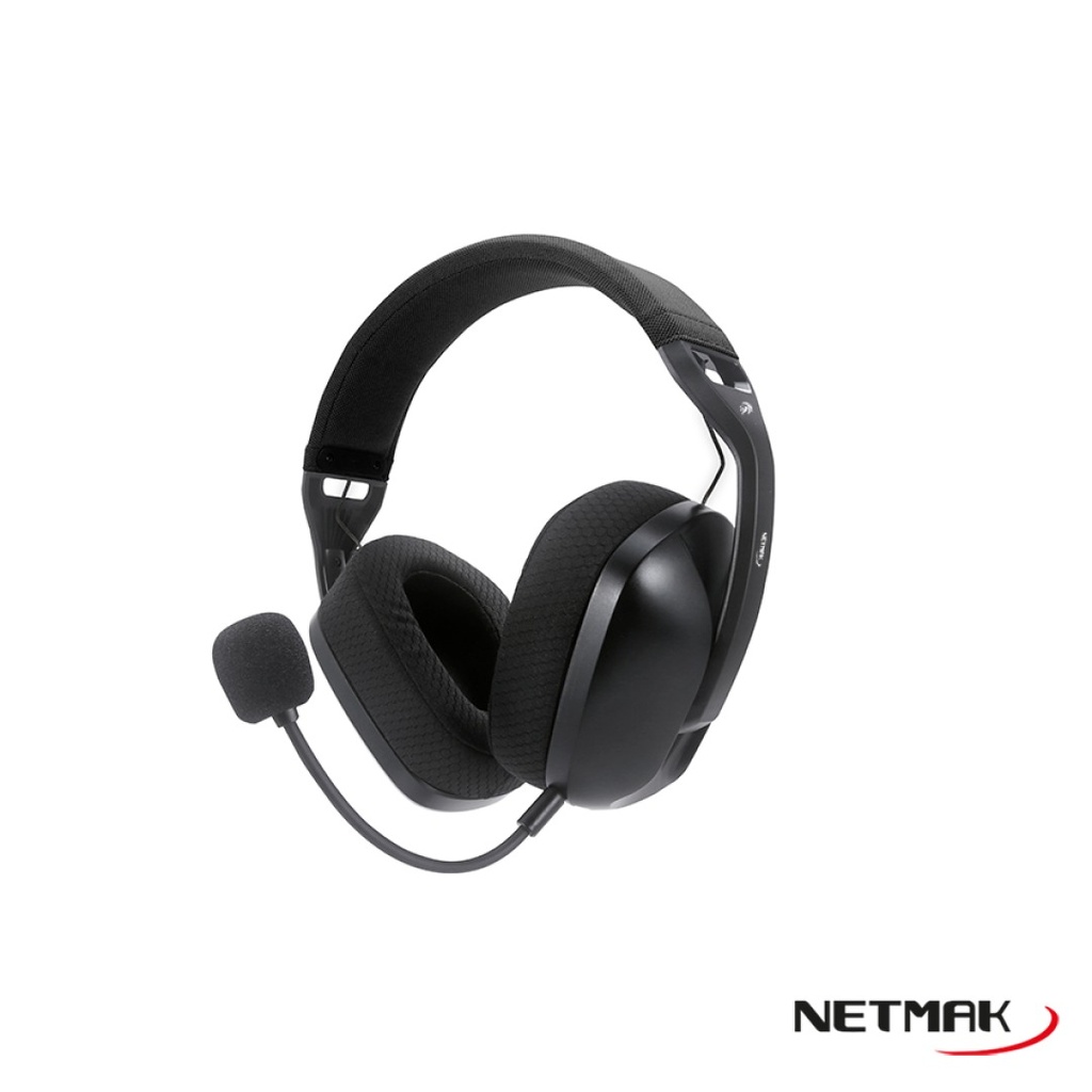 Netmak Auricular Gamer Nm-N35 Inalambrico Tri Modo 2.4Ghz/Bluetooth/Aux Negro  - Mic Desmontable