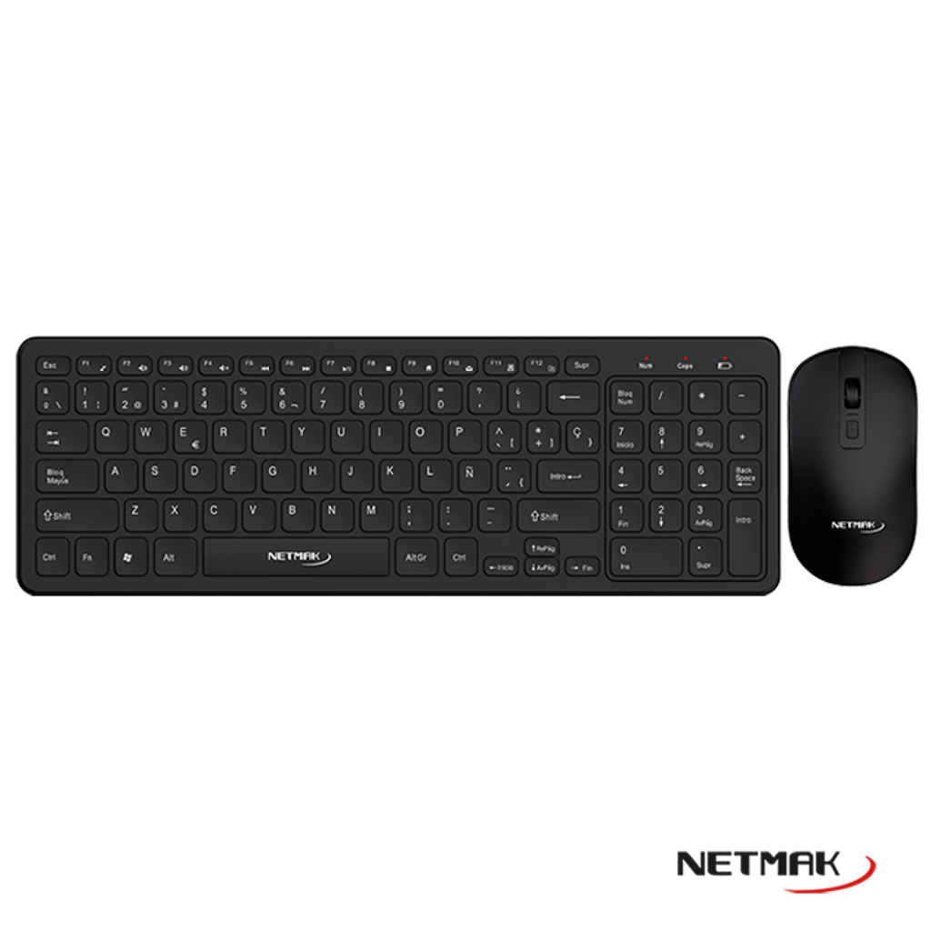 Netmak Combo Inalambrico Teclado Y Mouse Nm-Kb620 Negro 2.4Ghc Slim