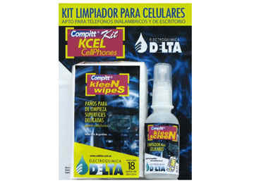 Kit Limpia Celulares Telefonos Tablet Delta Compitt Kcell 60Cc + 4 Paños 30X30