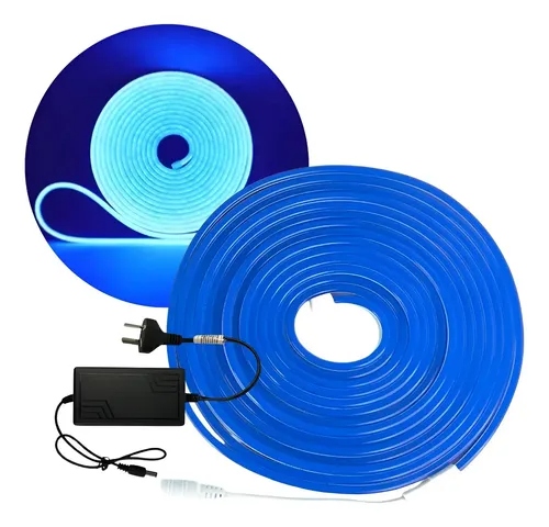 Tira De Neon Led Flexible 6*12 Mm 12V 5Mts Exterior Color Azul - Incluye Fuente 
