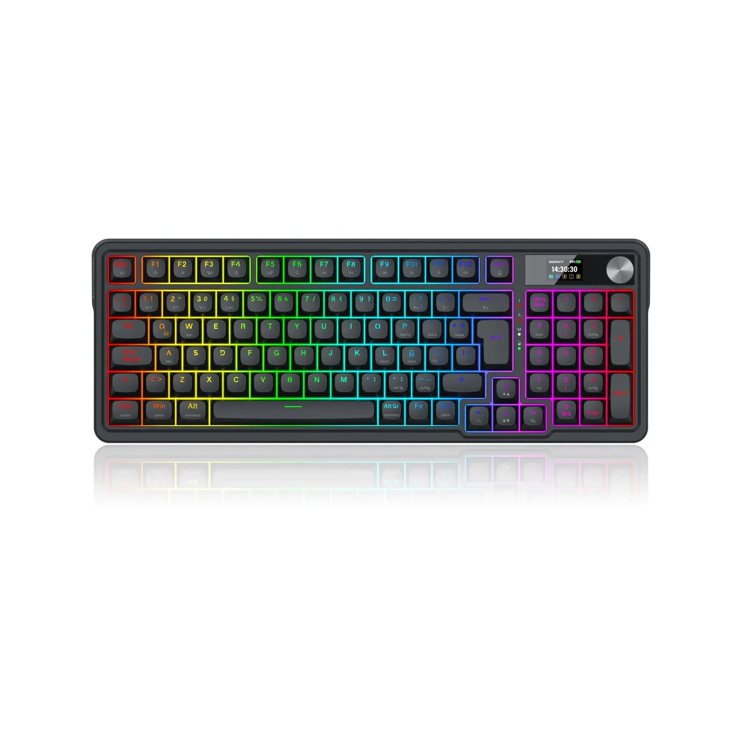 Teclado Inalámbrico Redragon  Eisa Lcd K719 Negro