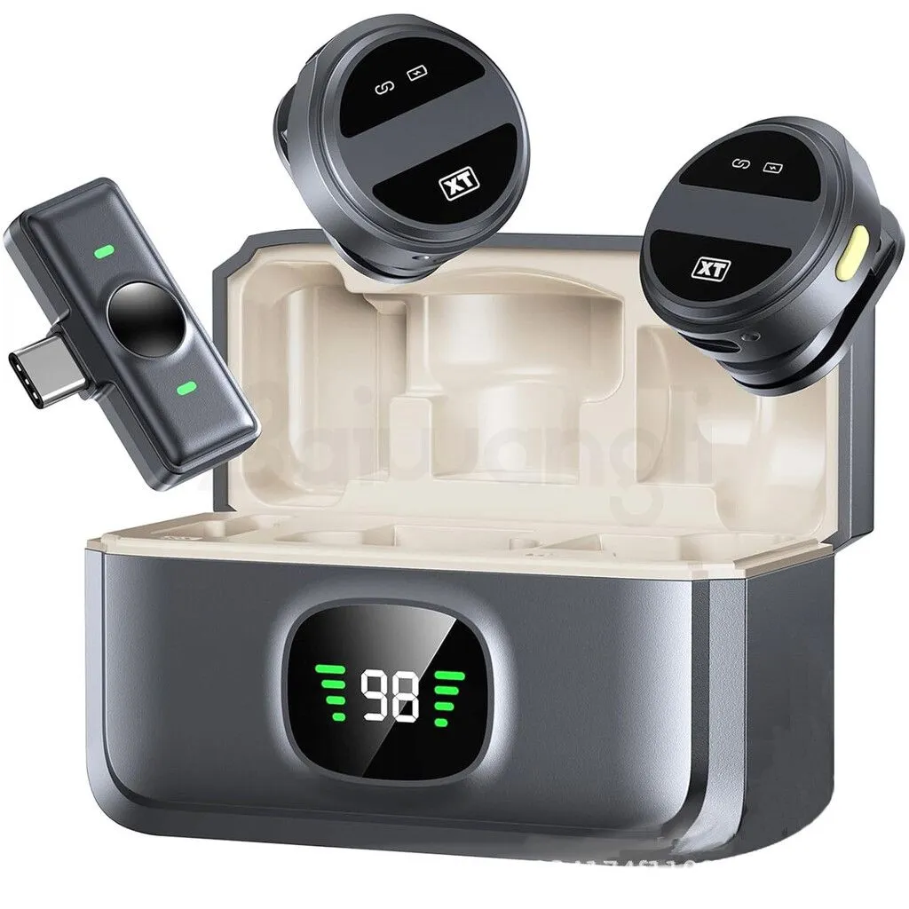 Microfono Doble Inalambrico Magnetico Modv-00Gs Negro Creacion De Contenido