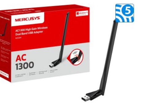Placa De Red Wifi Usb Mercusys Ma30H Ac1300 400Mpbs 2.4Ghz 867Mbps 5Ghz Dual Band 5Dbi Alta Potencia