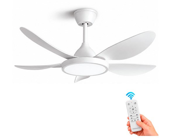 Novohome  Nh-Vtr1001 Ventilador De Techo 5 Aspas Con Control Remoto Luz Led 35W Diametro 42" Con 6 Vel. Varios Colores