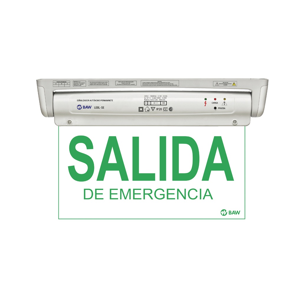 BAW CARTEL SEÑAL SALIDA DE EMERGENCIA LE8L-SE AUTONOMO 220V TECHO / PARED
