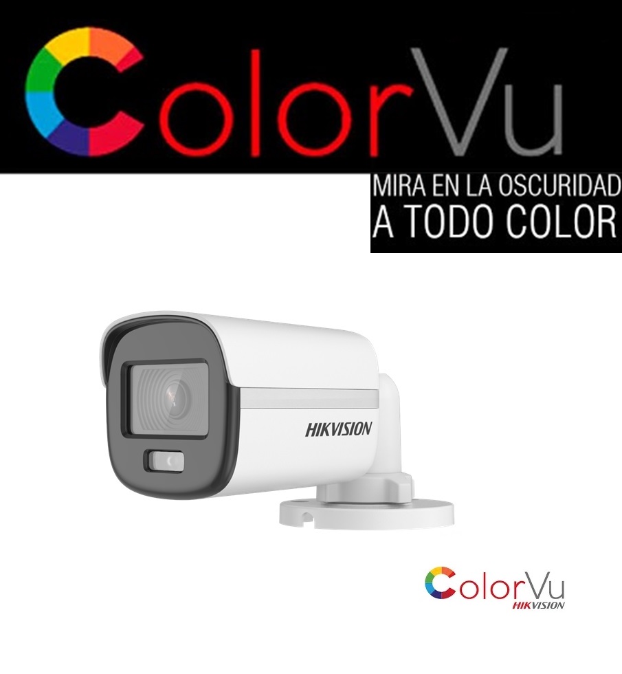 Hikvision Bullet Plastico Color Vu 2Ce10Df0T-Pf Plastica 1080P 2.8Mm Ip67 Exterior Color Dia Y Noche 24Hs