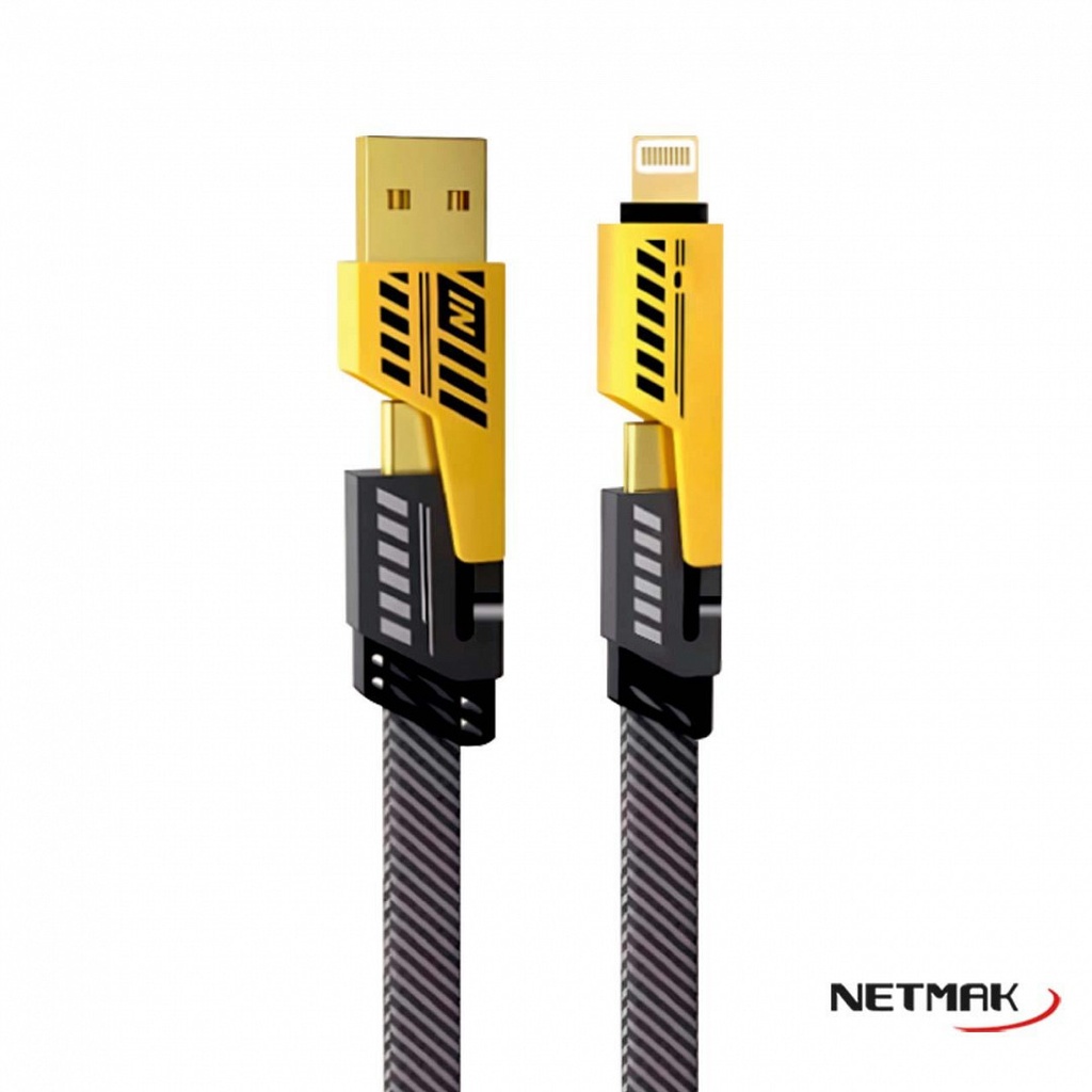 Netmak Cable 4 En 1 Tipo C + Usb + Lightning Nm-123