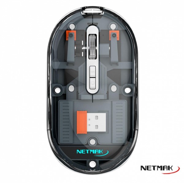 Netmak Nm-M670-S Mouse Transparente 2.4Ghz Bluetooth 5.0 Gris