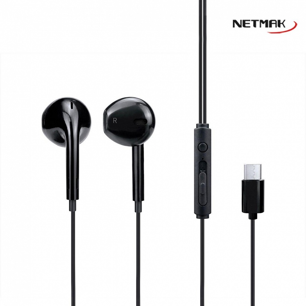 Netmak Nm-Ur90 Auricular Tipo C Manos Libres Negro