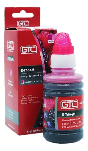 Gtc Tinta Alternativa Epson 664 Magenta Serie L Sistema Continuo Ink Jet 100Ml 