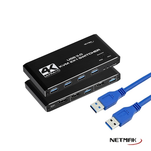 [10296] Netmak Nm-Kvm2 Switch Kvm 2 Puertos Hdmi Usb 4K