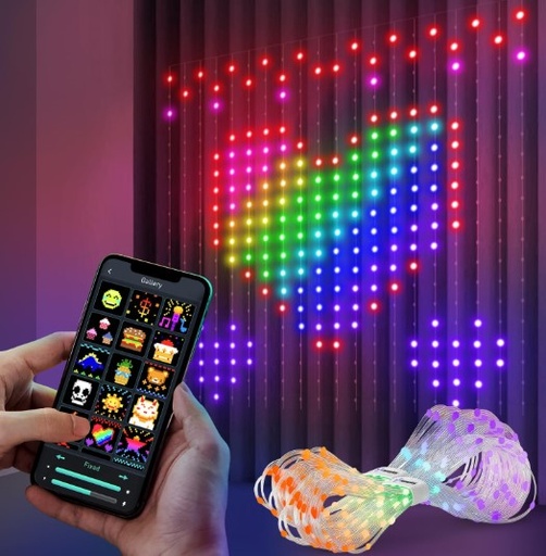 [10318] CORTINA LED SMART APP CONTROL REMOTO Y BLUETOOTH CON AUDIO RITMICA MEDIDA 3X2MTS - 5V USB