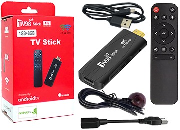 [10371] Conversor Tv Stick Reproductor Multimedia Tv98 H313 1Gb 8Gb 1080P Dualband Android 12 Compatible Magis Tv Netflix Con Control Remoto - Funciona Por Usb