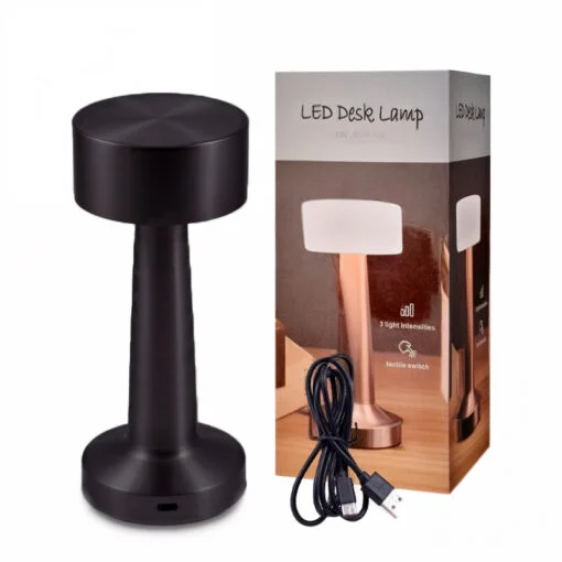[10405] Velador Touch 23C Lampara Mesa Negro Recargable Calido Neutro Frio 5V Usb