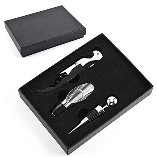 [10437] Set Sacacorcho Vino Y Vertedor 3 Piezas Mods-798 Negro