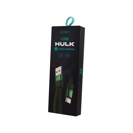 [10501] Xaea Cable Usb Mod2079 Hulk - Xaea - Tipo C - 4A - Negro/Verde