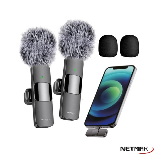 [10528] Netmak Nm-Mc12 Micrófonos X2 Inalámbricos Corbateros