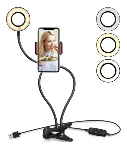 [10539] Pronext Aro De Luz Led Con Pinza Selfie 2 En 1 Celular Tiktok Live Stream