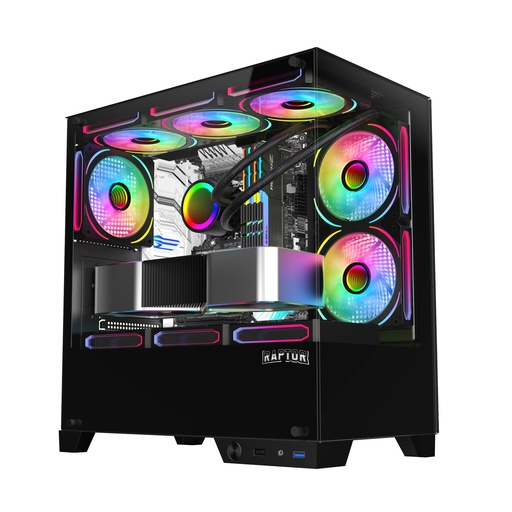 [10653] Raptor Gabinete Thunder Strike TG X2 Mid-Tower Rgb Fan X1 Black