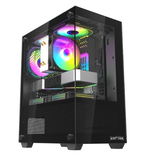 [10651] Raptor Gabinete Nova Prime Tg X2 Mid-Tower Rgb Fan X3 Black