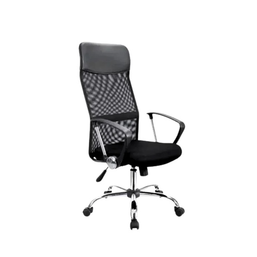 [10658] Global Silla Ergonómica Gerencial Tf102 Respaldo Alto Reforzada Apoya Cabeza Tapizado Mesh Y Ecocuero Negro