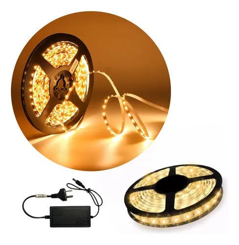 [10793] Combo Tira Led Generica 5050 Interior Calido 5Mts + Fuente Alimentación 12V 2A 
