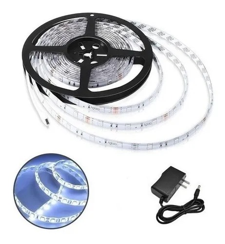 [10794] Combo Tira Led Generica 5050 Interior Frío 5Mts + Fuente Alimentación 12V 2A 