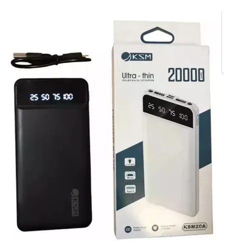 [10844] Kosmo Power Bank 20000 Mah Tipo C Micro Usb  2 Usb Con Display  Ksm20A