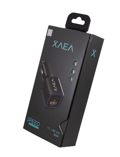 [10931] Xaea Cargador Celular 12V Mod38 Speed Pd Carga Rapida 3.0 Usb + Tipo C 36W