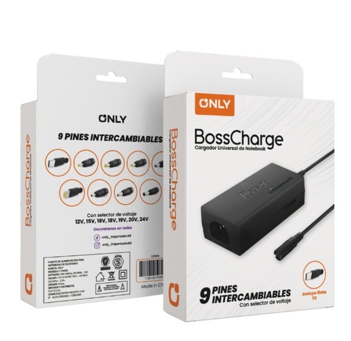 [10920] Only Cargador De Notebook Mod-504 96W 9 Conectores Pin De Notebook Universales Con Selector De Voltaje