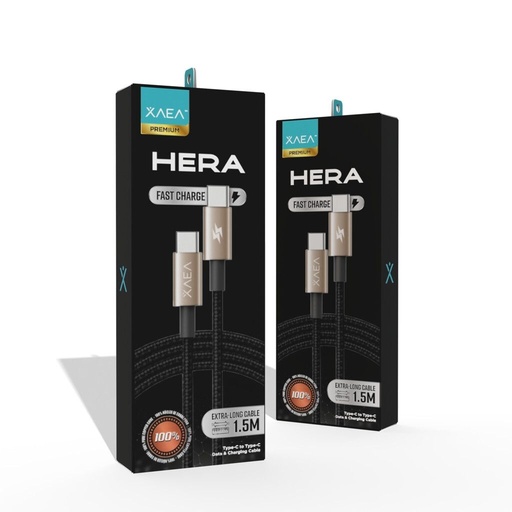 [10974] Xaea Hera Cable Tipo C A Tipo C Reforzado Mallado 1.5Mts Carga Rapida