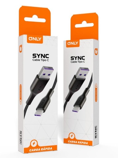 [10968] Only Sync Cable USB a Tipo c Negro 1Mts Carga Rapida