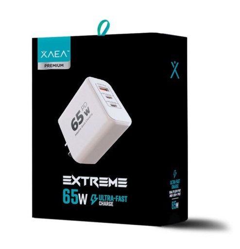 [10972] Xaea Extreme Cargador 220v 65w modx-616 6.2A 1USB + 2 tipo c Blanco