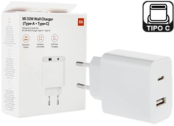 [11232] Xiaomi Cargador 220V 5V-20V Usb + Tipo C H 33W Carga Rápida  Sin Cable - En Caja Original