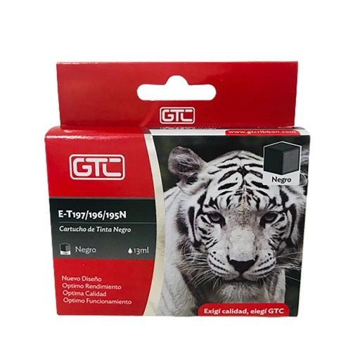 [11237] Gtc Cartucho Alternativo Epson T196 T197 Negro 13Ml