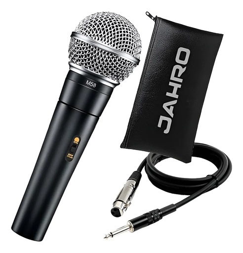 [11247] Jahro M-58 Micrófono Dinámico Unidireccional Vocal Profesional + Cable Negro