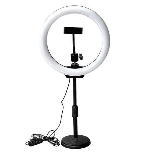 [11277] Aro De Luz Led 26Cm Selfie Con Base Regulable Soporte Celular 3 Intensidades