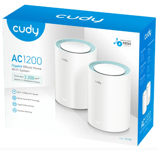[11352] Cudy Access Point Mesh Whole Home Wifi Ac1300 Gigabit M1300 Pack X 2 Dual Band Wifi-5