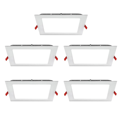 [11406] Combo Pack X5 Novoled Plafon Led Cuadrado Embutir Blanco Cálido 6W