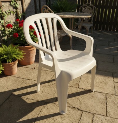 [11427] Silla King Blanca Alta Con Apoya Brazos Pvc Apilable Reforzada 180Kg - (X Mayor $23.000 + Iva C/U)